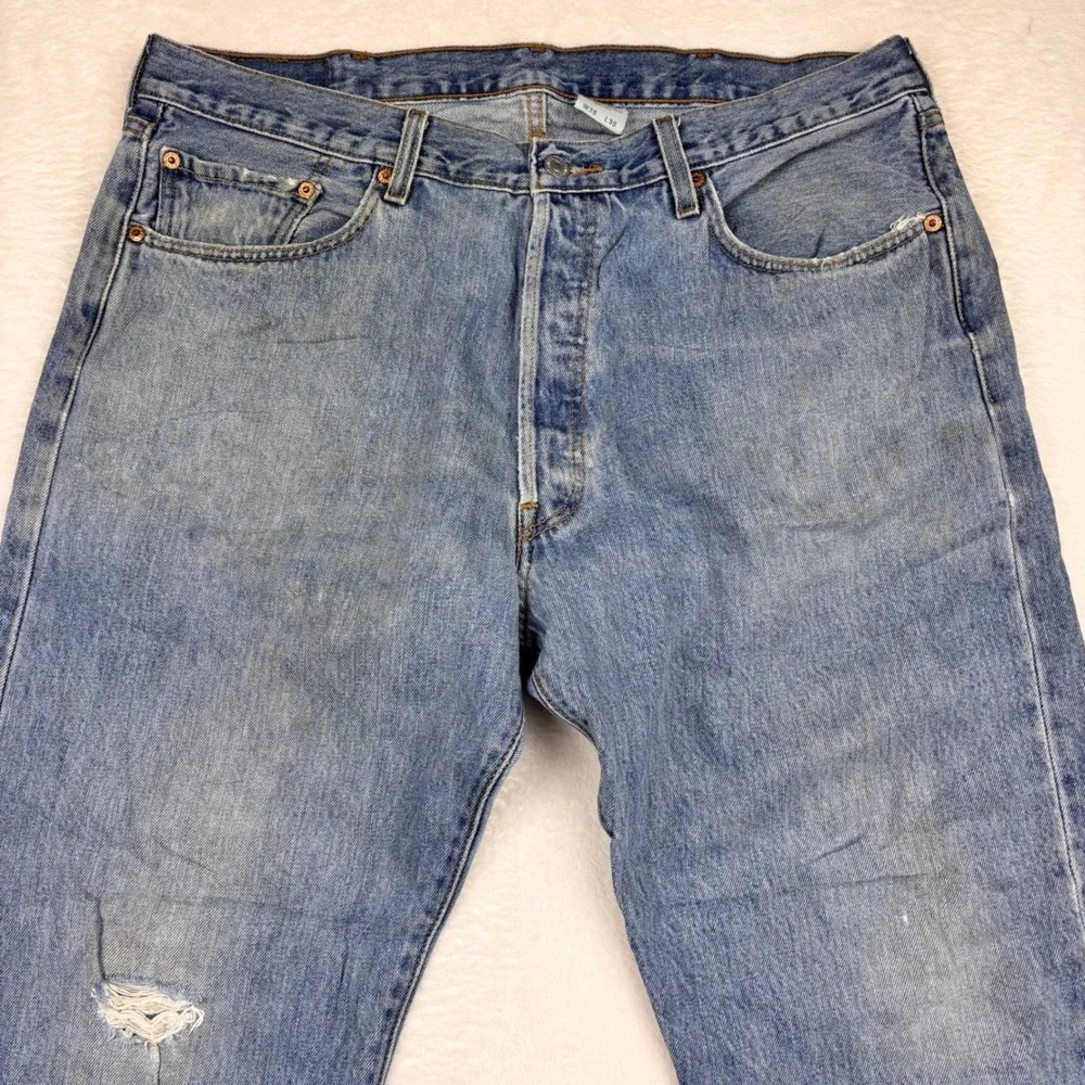 Levis 501 Mens 38x30 Medium Wash Faded Y2K distressed Loose fit CB4-29